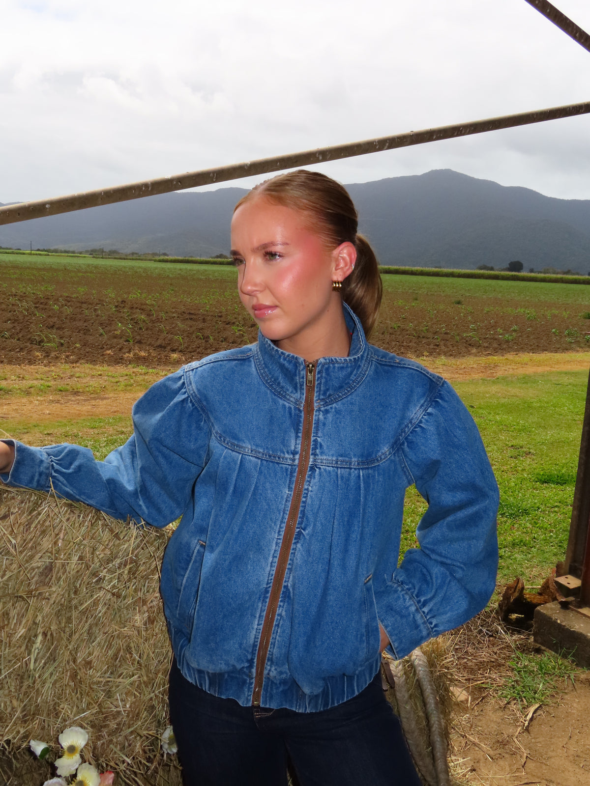 HOWDY HONEY DENIM BOMBER JACKET